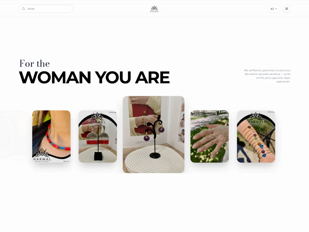 Harmal — Luxury Jewellery & Silk Kəlağayı — E-Commerce layihəsi, Nurlan Qadirov tərəfindən hazırlanıb