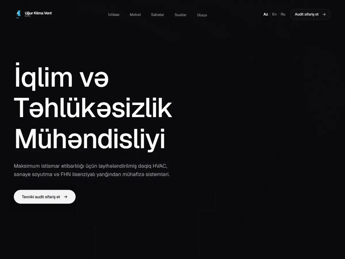 Uğur Klima Vent MMC — Industrial HVAC & Fire Safety — HVAC & Fire Safety layihəsi, Nurlan Qadirov tərəfindən hazırlanıb